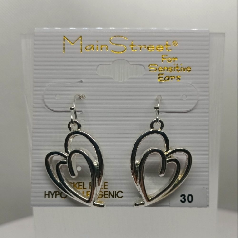 MainStreet Heart Silver Tone Earrings